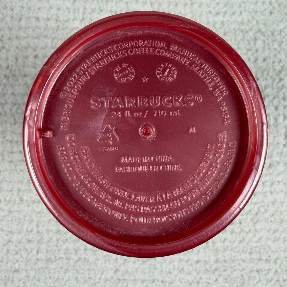 Starbucks 2022 Pink Tumbler 24 oz Cold Cup Quilted Arches‎ Reusable Straw Lid